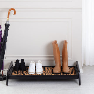 Single-Tier Black Stand With 3-Pair Rubber Boot Tray Ibadan
