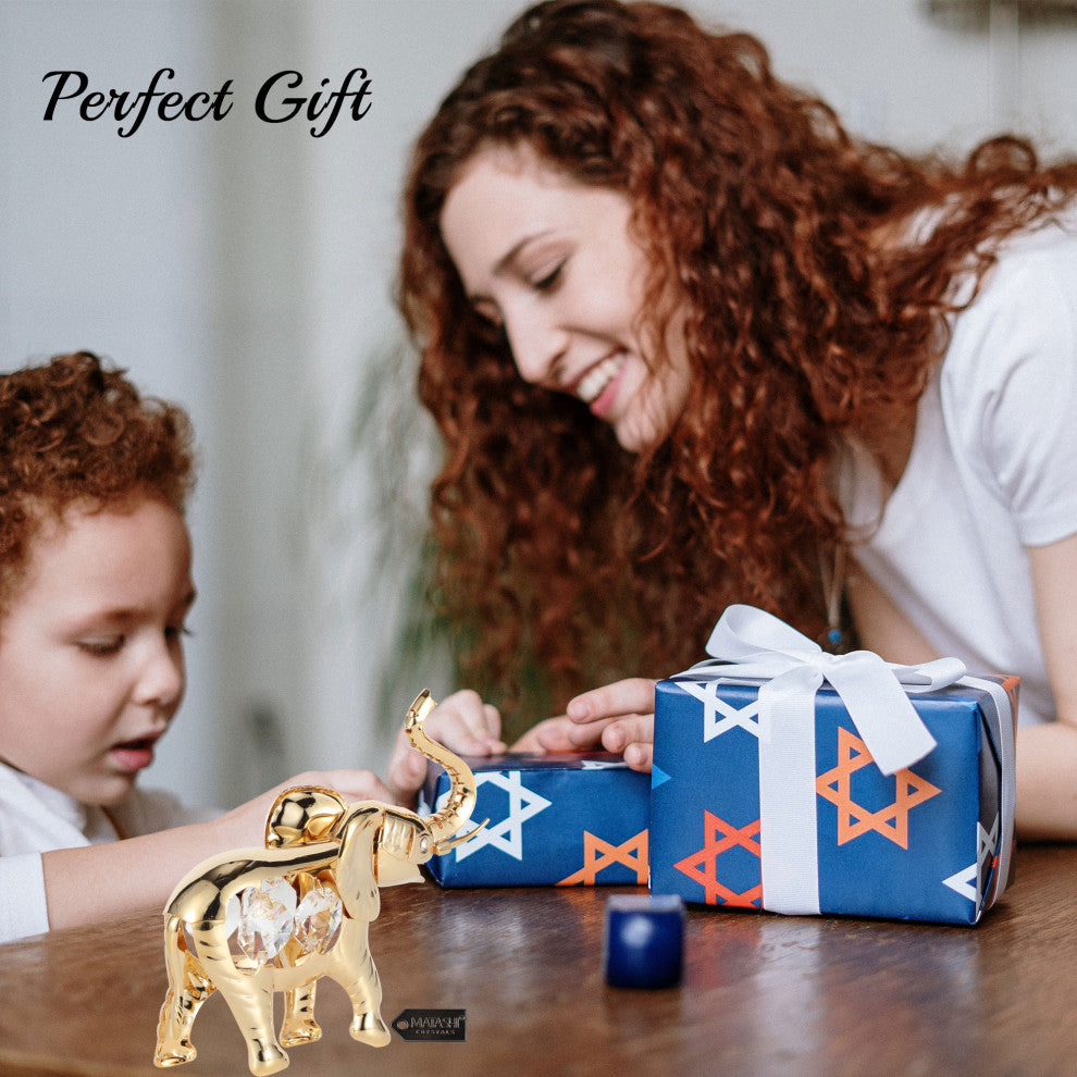 Matashi 24K Gold Plated Crystal Studded Elephant Ornament Christmas Gift