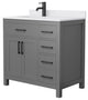 36" Single Bath Vanity Dark Gray, White Cult.Marble Countertop, Sink, Black Trim