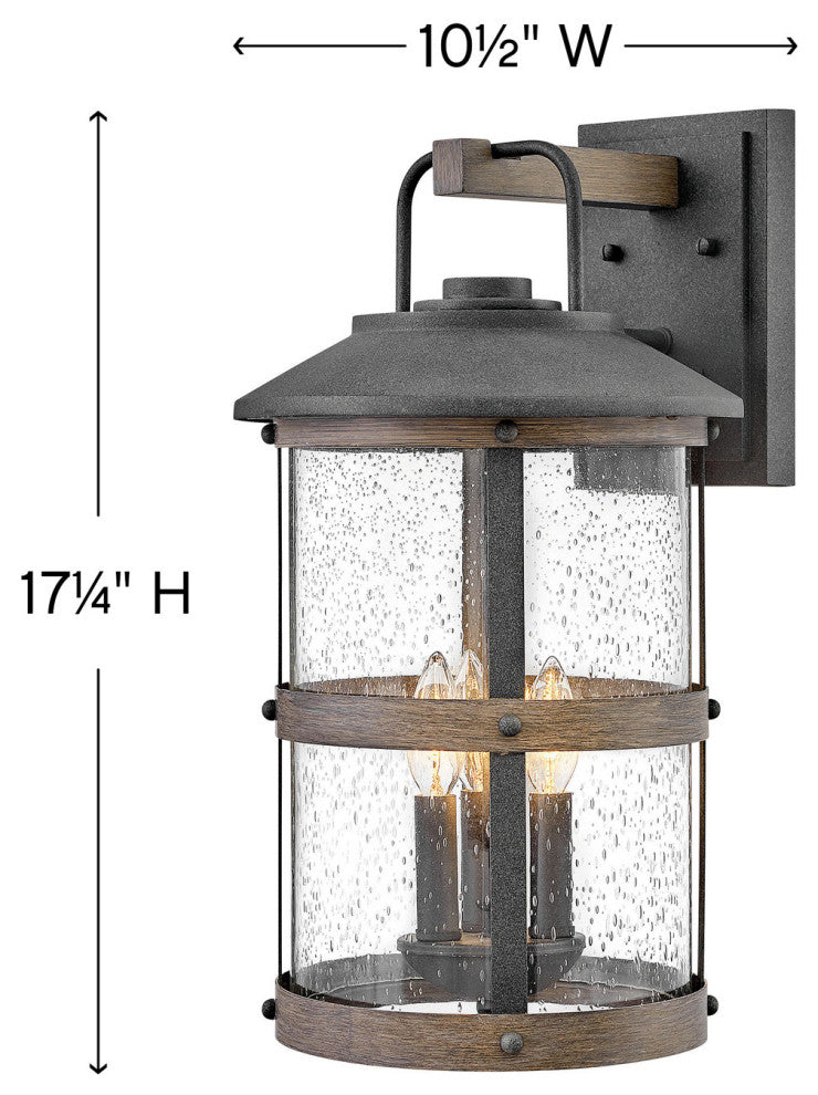 Hinkley Lakehouse Medium Wall Mount Lantern, Aged Zinc