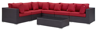 Modway Convene 7-Piece outdoor Patio Sectional Set, Expresso Red