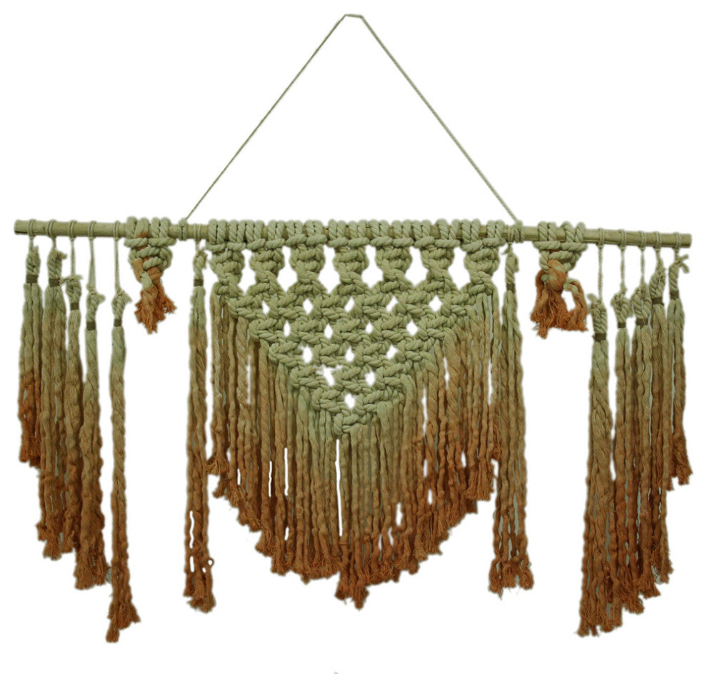 Orange Ombre Boho Style Macrame Wall Hanging 48 X 40 Inches
