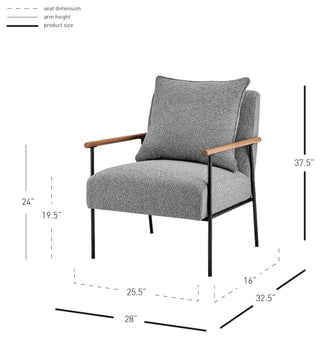 Quinton Fabric Accent Arm Chair, Gray