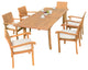7-Piece Dining Set With Double Extension Rectangle Table, 94", Canvas Beige