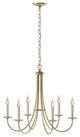 Simple Sweep 6 Arm Chandelier, Modern Brass Finish