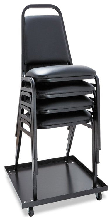 Set of 4 Stackable Chair, Multipurpose Design With Vinyl Seat & Backrest, Black