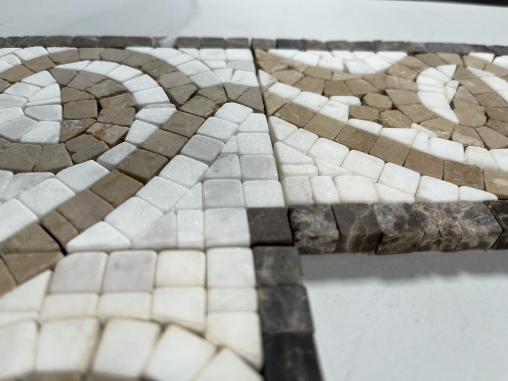 Marble Mosaic Border Bathroom Listello Tile Garden Gold 4x9.8 Tumbled, 1 piece