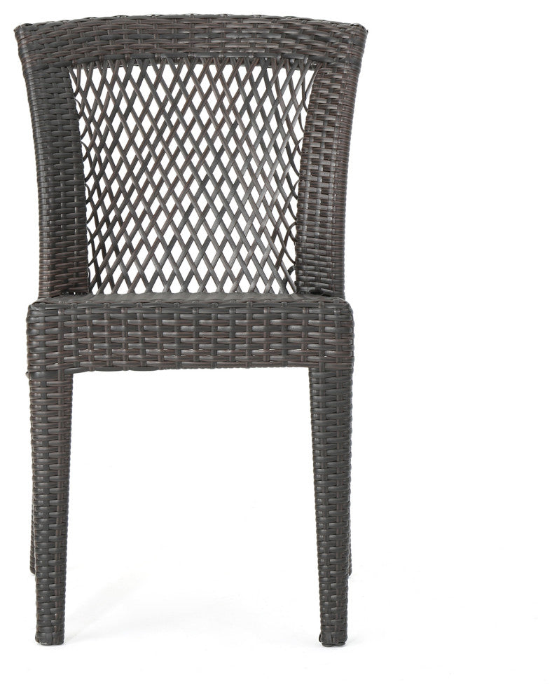 GDF Studio 5-Piece Radley Outdoor Multi-Brown Wicker Dining Set