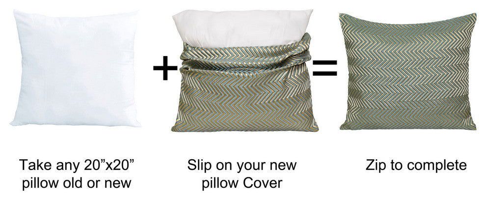 Chevron Jacquard Valance and Pillow Shell Sets , Deep Teal, 20" X 20" / 56" X 19