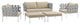 Modway Harmony 5 Piece Outdoor Patio Aluminum Sectional Sofa Set, White Beige
