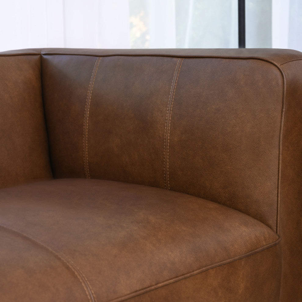 Jude Top Grain Leather Camel Brown Arm Chair