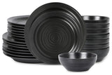 Stone Lain Orbit Stoneware 24-Piece Dinnerware Set, Charcoal