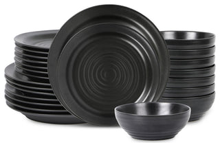 Stone Lain Orbit Stoneware 24-Piece Dinnerware Set, Charcoal