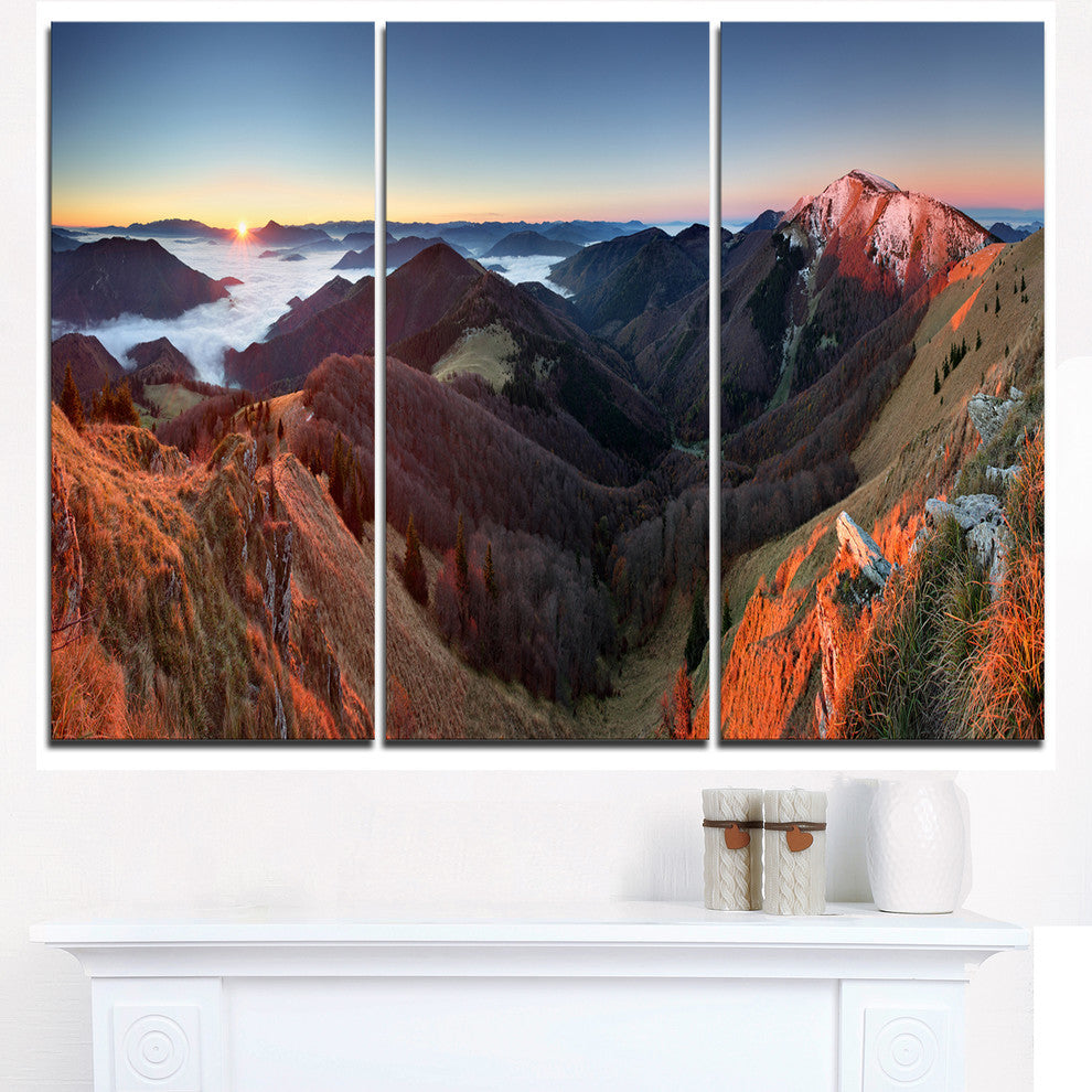 "Red Mountain Sunset Panorama" Metal Wall Art, 3 Panels, 36"x28"