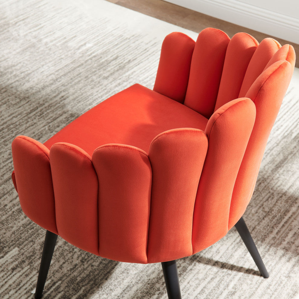 Dining Chair, Orange Black, Velvet, Modern, Kitchen Cafe Bistro Hospitality