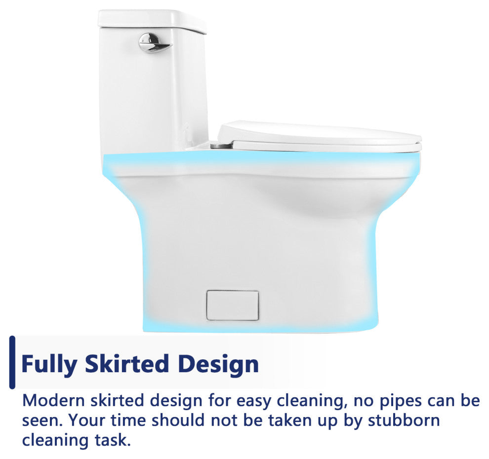 White ADA Comfortable Height toilet Elongated One Piece High-Efficiency Flush