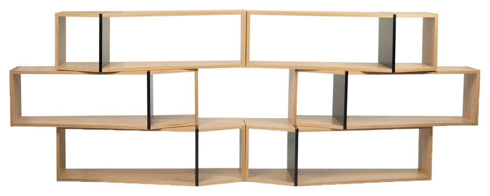 Blanston Modern Modular Large Stackable Shelves, Oak/ Black