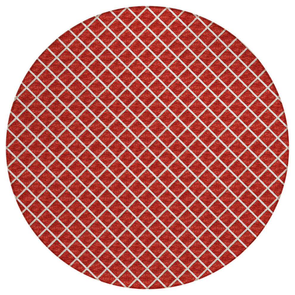Indoor/Outdoor York YO1 Red Machine Washable 8' x 8' Rug