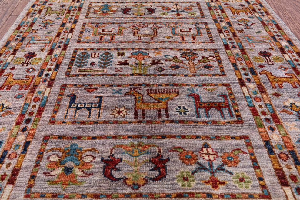 Tribal Persian Gabbeh Handmade Rug 2' 8" X 3' 9" Q8411