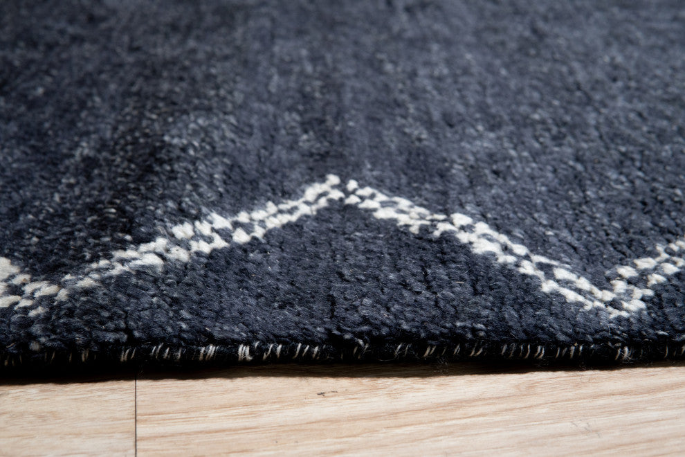 EORC Charcoal Hand Knotted Wool Moroccan Berber Moroccan Rug 9'x12'