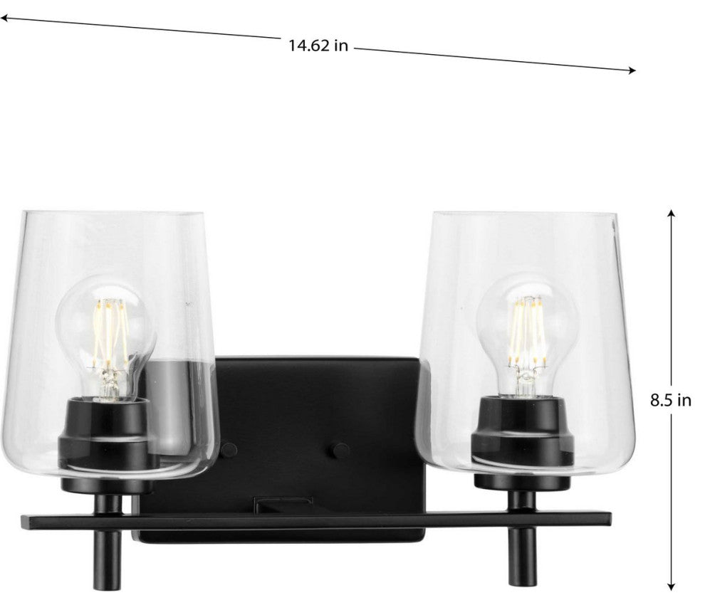 Calais 14.62" 2-Light Matte Black Vanity Light