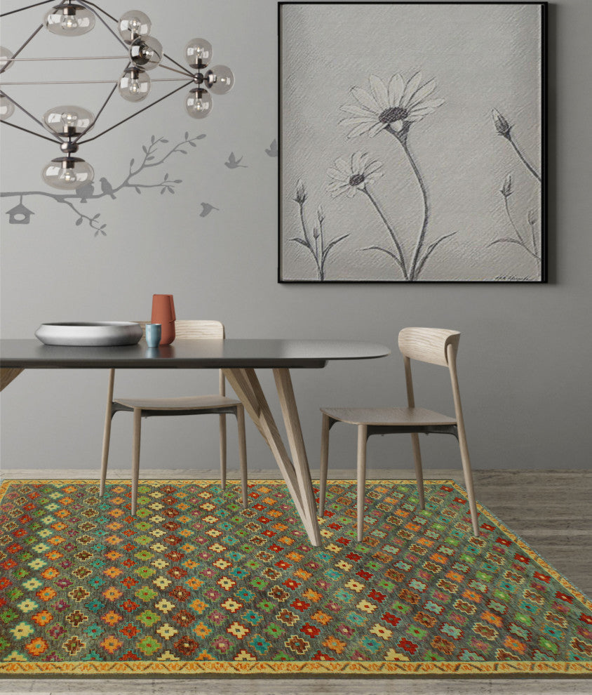 Balochi Fredric Gray/Rust Rug, 4'10x8'0