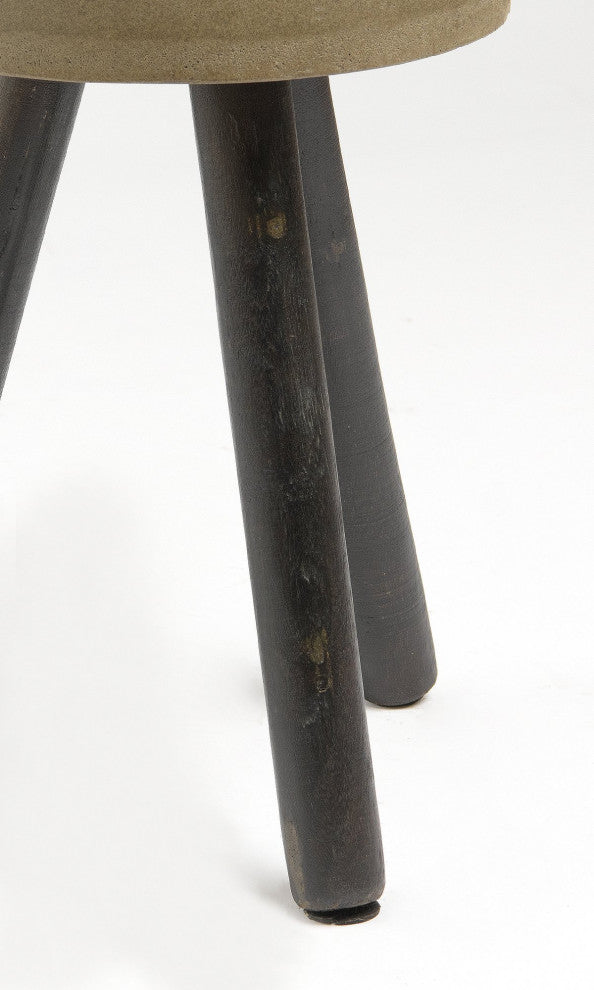 Mini Concrete Stool, Wooden Legs