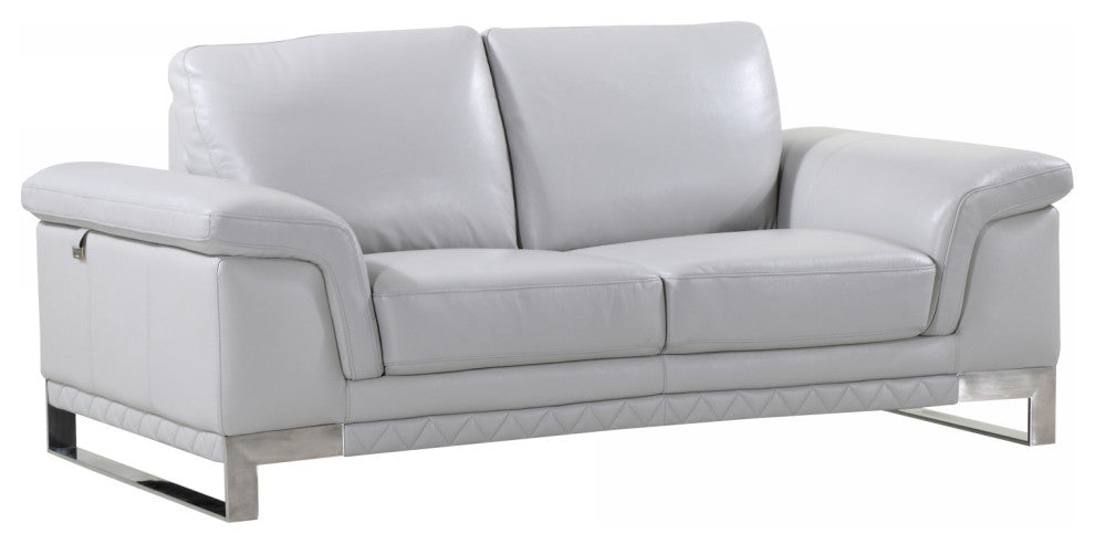 96" Lovely Light Gray Leather Sofa Set
