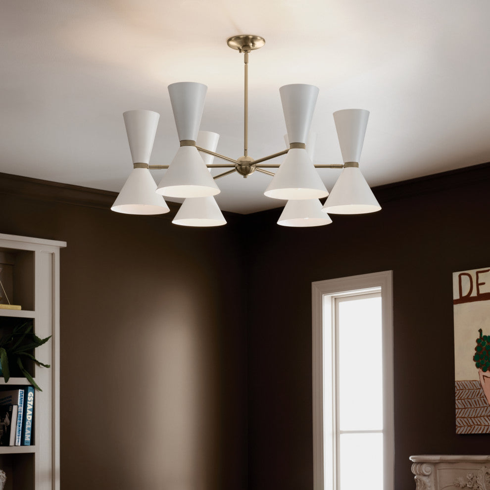 Phix 12 Light Chandelier 1 Tier Medium, Champagne Bronze and White