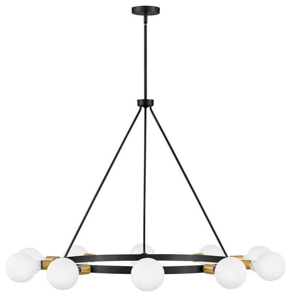 Lark Orla 24" Large Single Tier Chandelier, Black + Lacquered Brass
