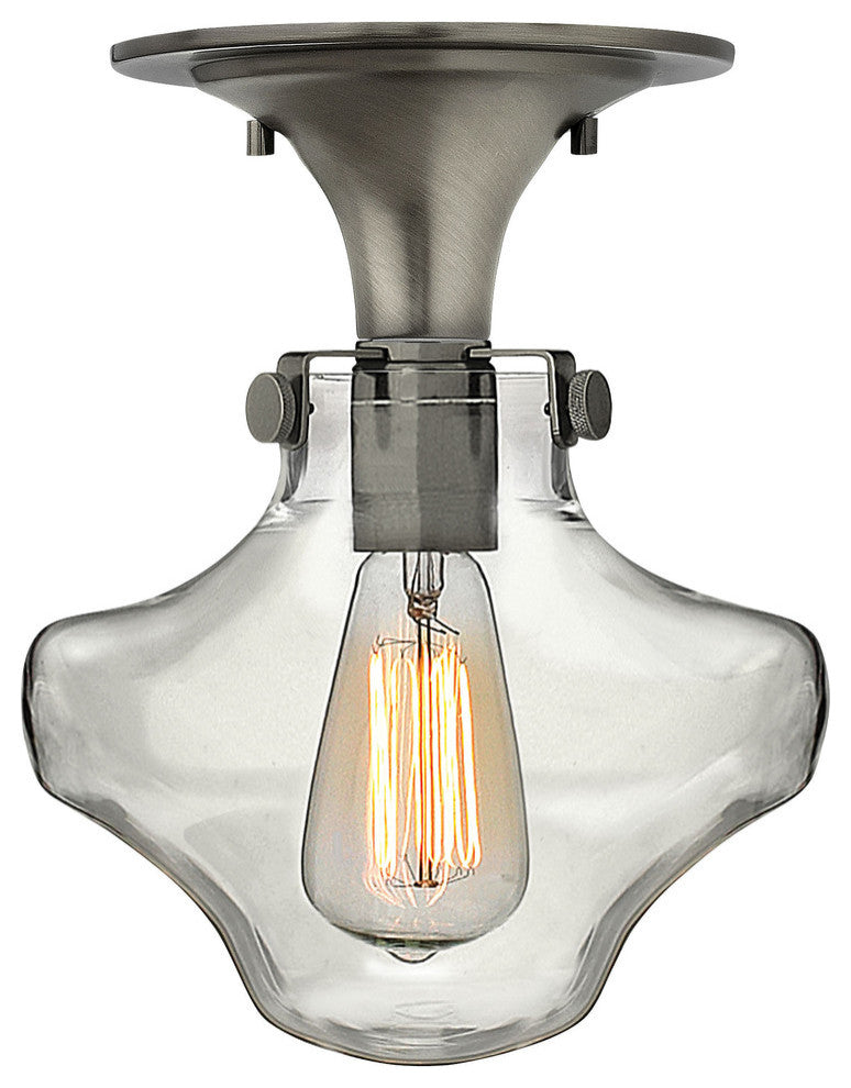 Hinkley Congress Foyer Hurricane Glass Flush Mount, Antique Nickel