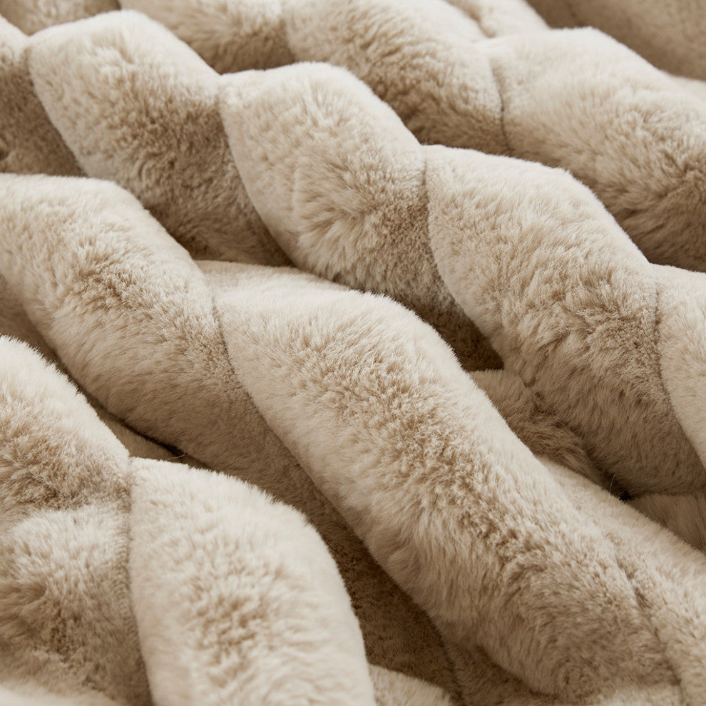 Madison Park Jasmine Ultrasoft Faux Fur Ribbed Comforter Set