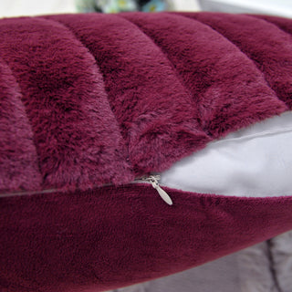 BOON Rabbit Jumbo Fur Throw and Pillow, 3-Piece Set, Burgundy