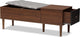 Oak and Dark Brown Entryway Storage Gray Cushioned Bench Shoe Rack Cabinet