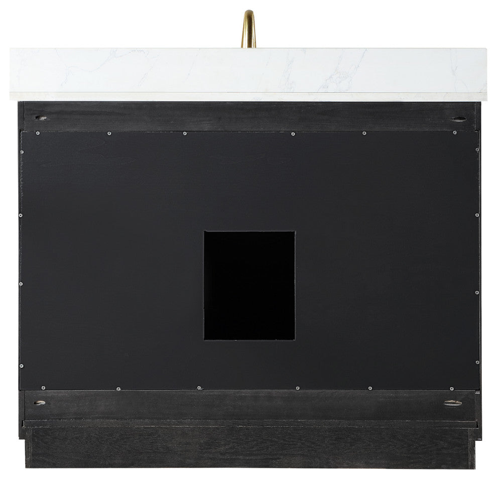 Altair Gazsi Black Oak Bathroom Vanity Set, 42", With Mirror