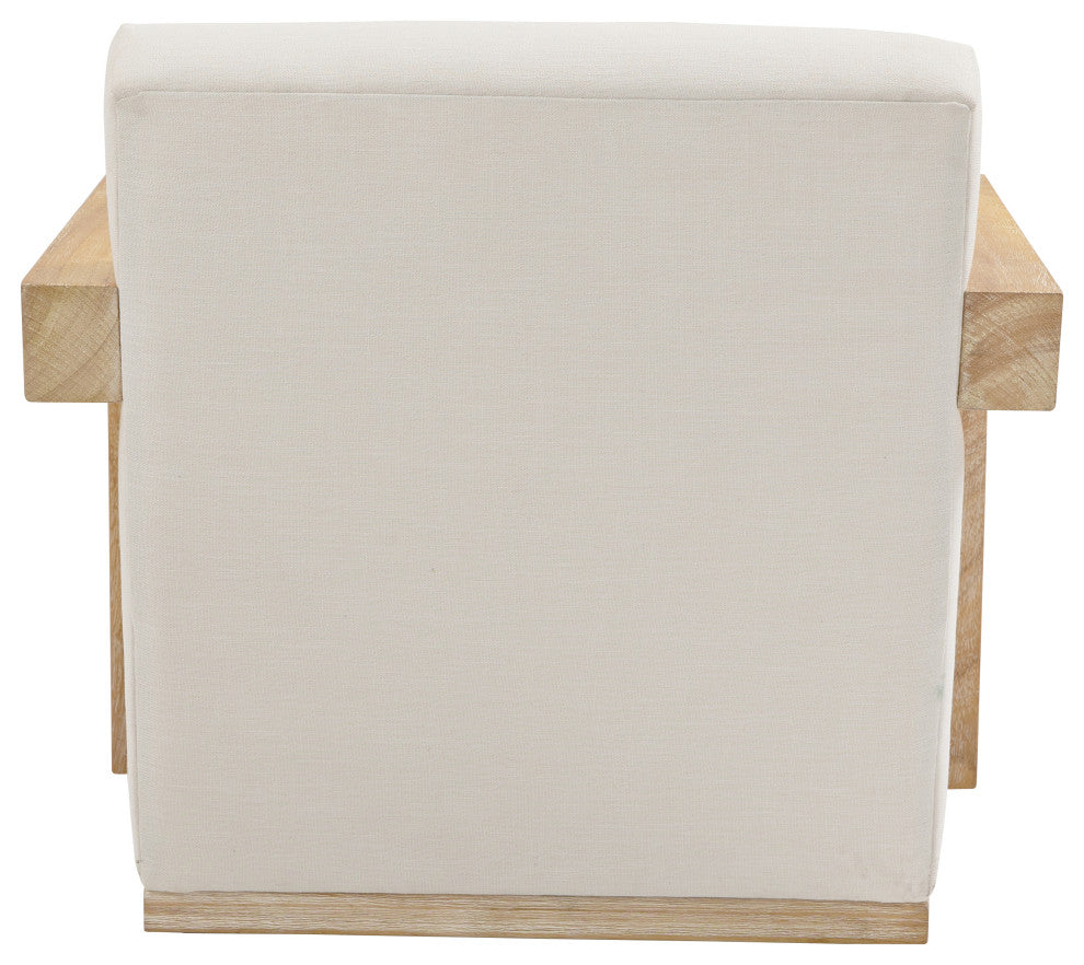 Ward Cream Linen Textured Fabric Accent Chair, Natural Finish