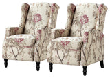 Upholstered Manual Recliner With Wingback,Set of 2, Bird