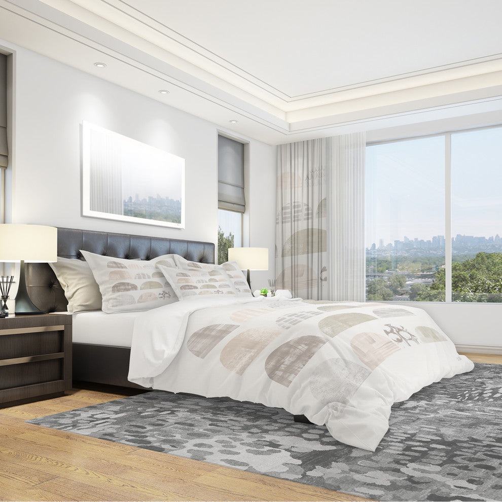 Geometric Neutral Form V Geometric Duvet Cover Set, King