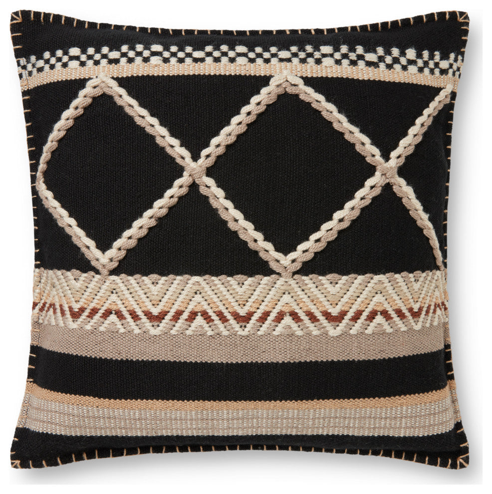 Loloi PLL0060 Black / Multi 22" x 22" Cover Only Pillow