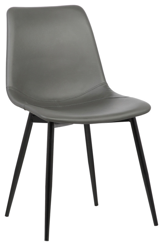 Jonas Contemporary Dining Chair, Gray Faux Leather With Black Powder Coated Legs
