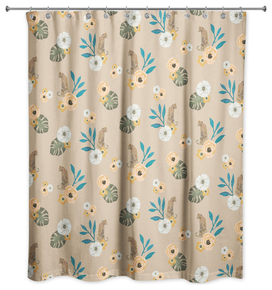 Tropical Jag Beige 71x74 Shower Curtain
