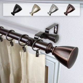 Maja 1" Double Curtain Rod, Bronze, 66-120"