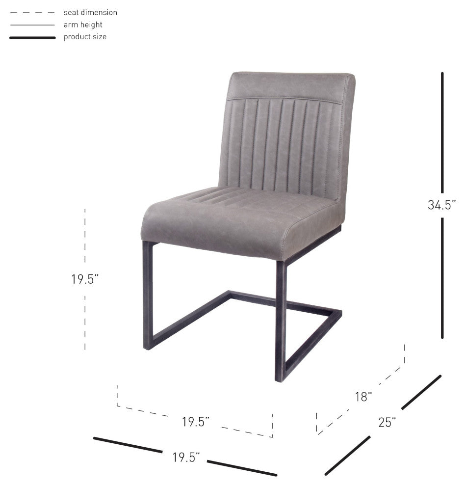 Ronan Dining Side Chair, Set of 2, Antique Graphite Gray, Dining Side Chair, Faux Leather