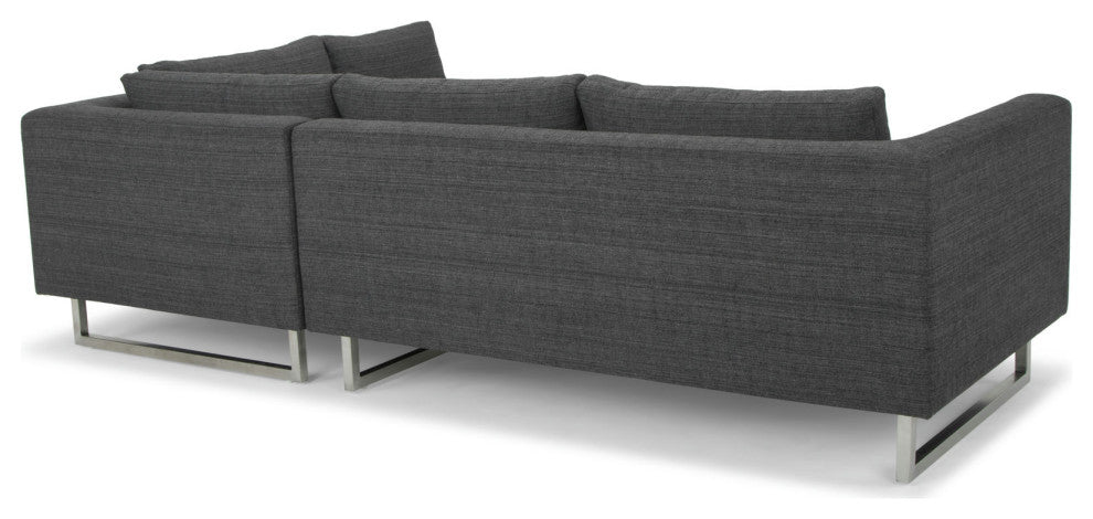 Janis Sectional Sofa Right Hand Facing in Dark Grey Wool Tweed by Nuevo
