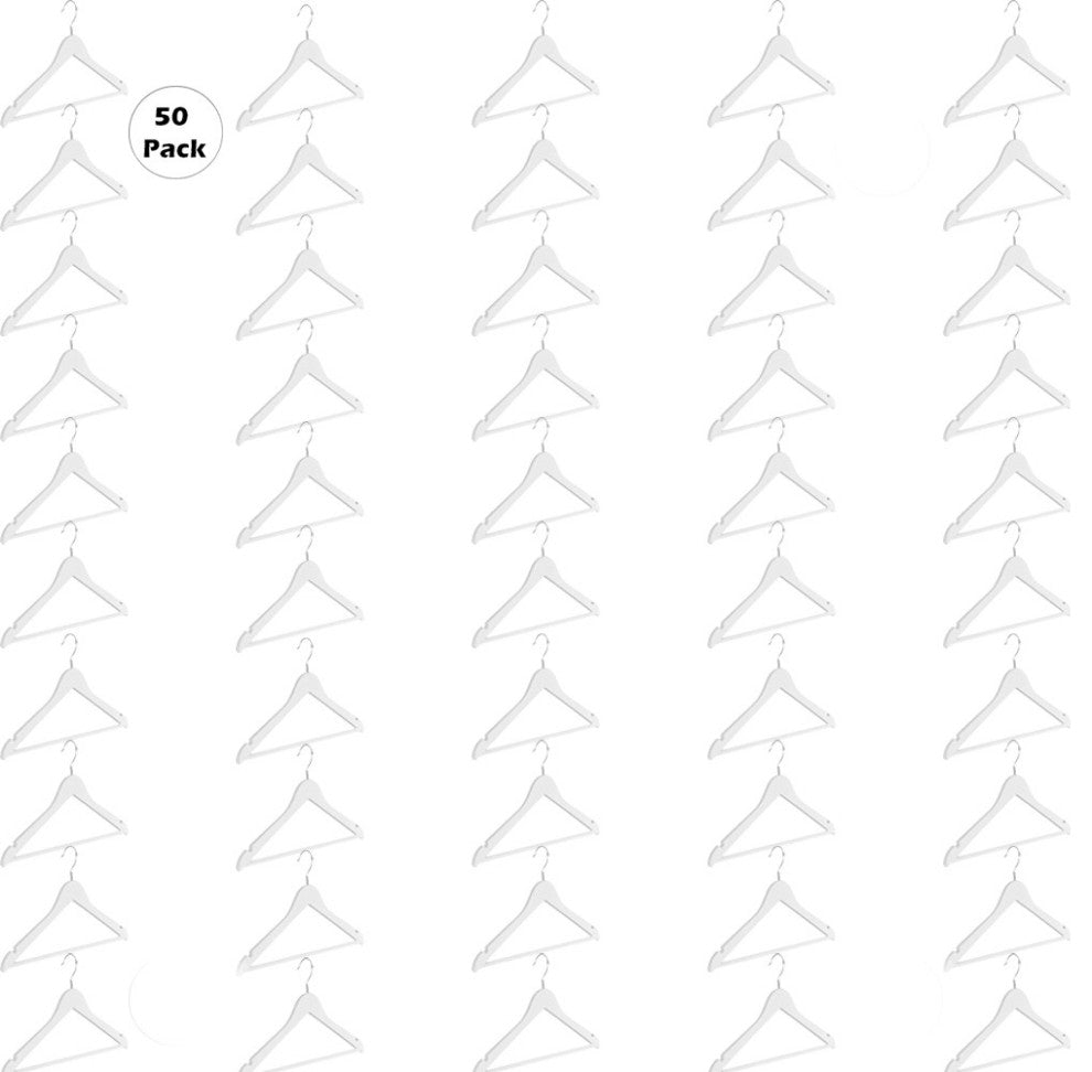 Abs plastic Clothes/Suit Hangers, Perfect for Dresses Blouses&Pants, Shirts, White, 50-Pack