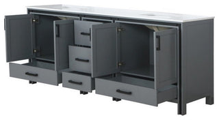 Ziva Transitional Dark Grey 84" Double Vanity, Cultured Marble Top