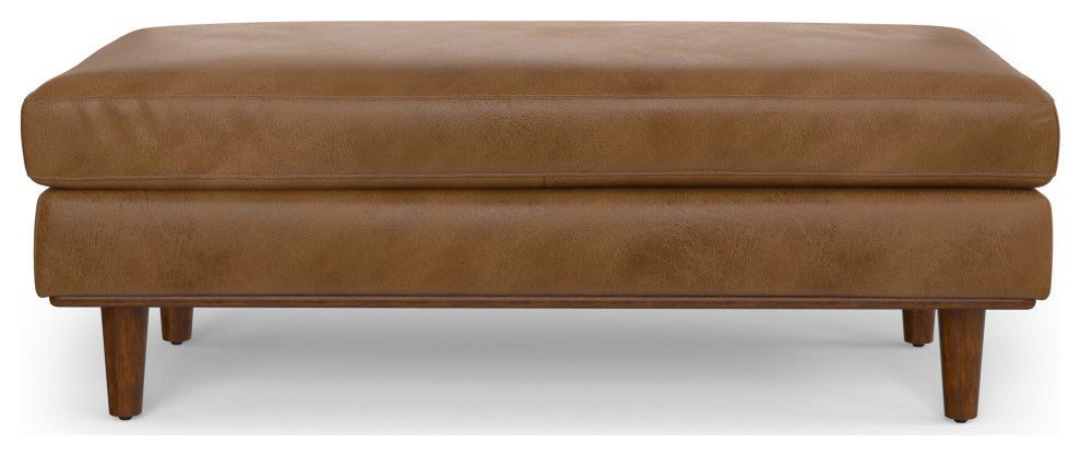 Morrison Large Rectangular Ottoman, Caramel Brown, 49"