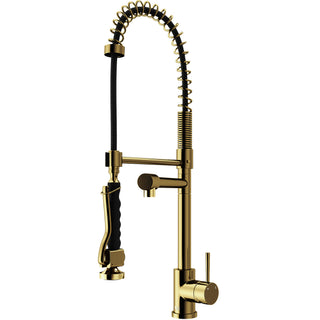 VIGO Zurich 27" H Single Handle Pull-Down Sprayer Kitchen Faucet, Matte Brushed Gold, Without Extras