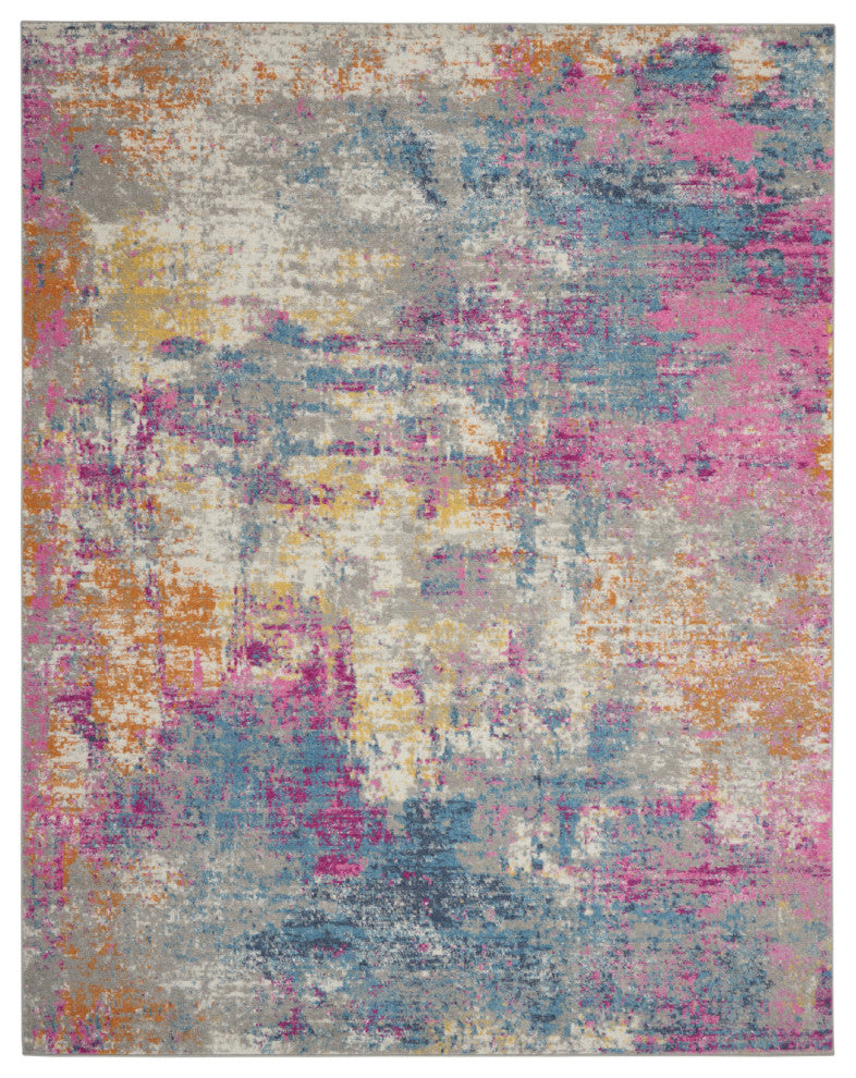 8'x10' Ivory And Blue Abstract Area Rug