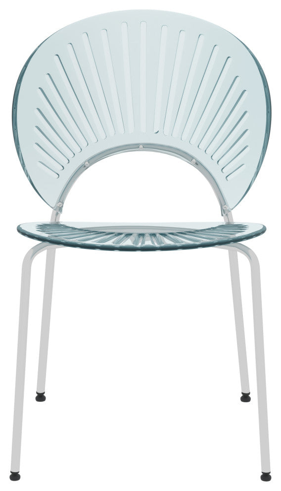 Opulent Plastic Dining Side Chair, Chrome Base Set of 2, Smoke